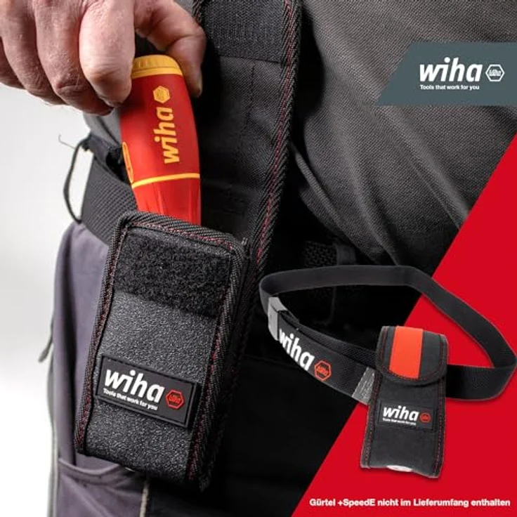 Wiha Gürteltasche für E-Schraubendreher speedE® (44367) – Werkzeugtasche mit Platz für 1 E-Schraubendreher und 4 slimBits, inklusive Cliphalterung – Bild 3