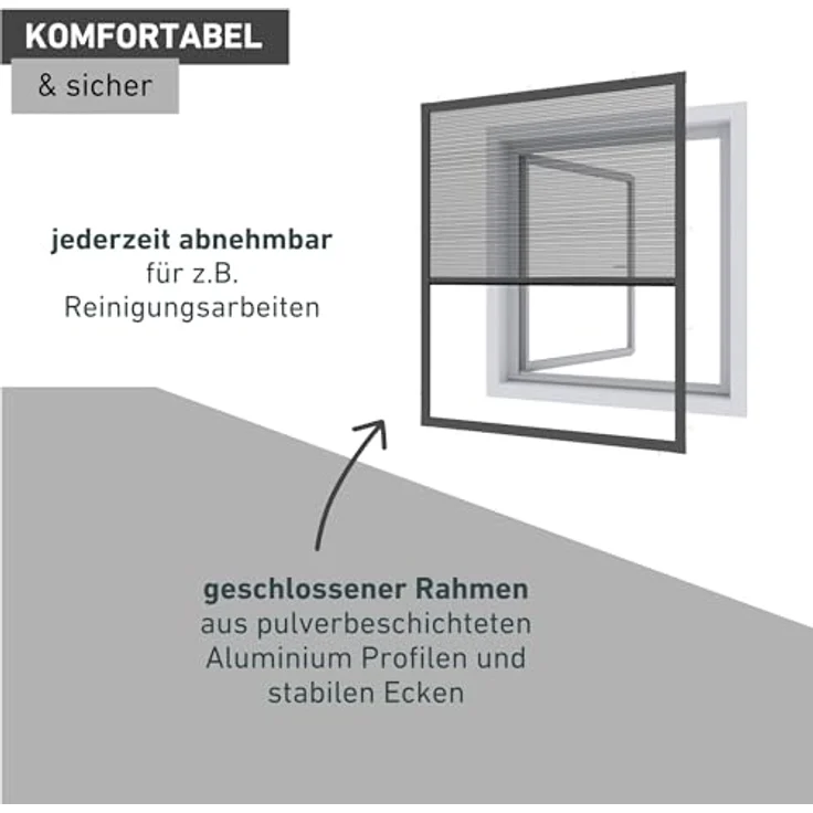Windhager Insektenschutz Plissee 130 x 150 cm, anthrazit – Bild 8