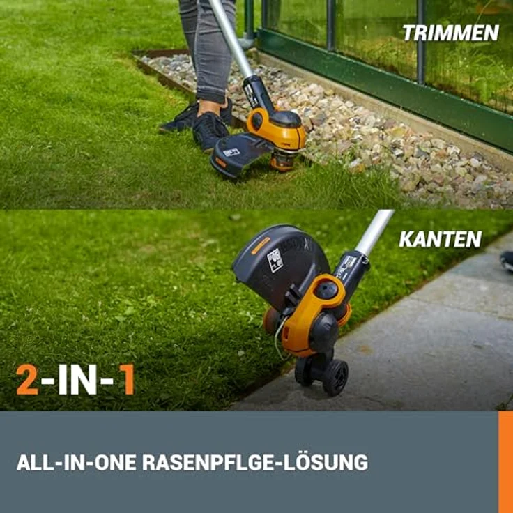 WORX WG163E.9 Akku Rasentrimmer 20V Kantenschneider Rasen 2-in-1 Funktion: Rasentrimmer und Kantenschneider Inkl. Distanzschutz, Kantenschneiderad, Fadenspule, Ohne Akku und Ladegerät – Bild 3