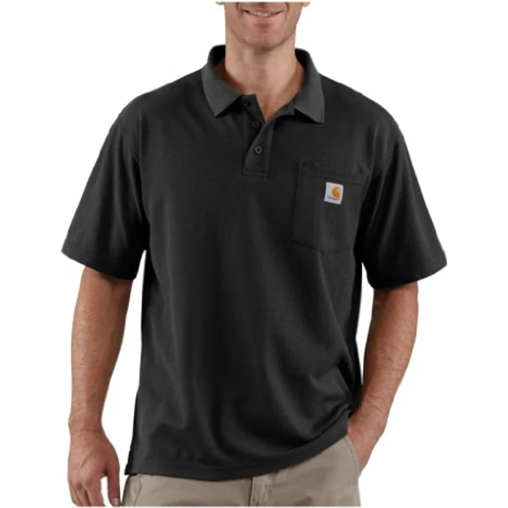 Carhartt Poloshirt K570 Work Pocket, Piqué-Gewebe in blau, mit schmutzabweisendem Finish und Brusttasche – Bild 2