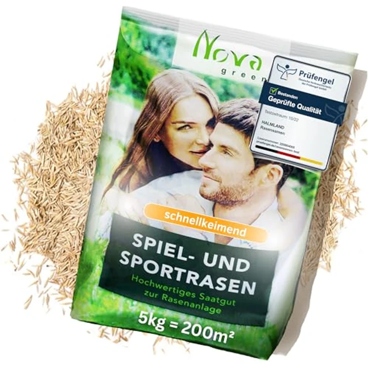 halmland Premium Rasensamen schnellkeimend 5kg, trockenresistent für 200m², ideal für Sport- und Spielrasen, SEHR GUT getestet – Bild 1