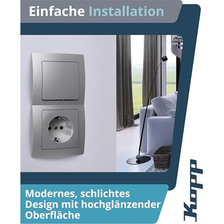 Kopp Abdeckrahmen 333720187, Kunststoff, grau, 57x57 mm, matt finish, Drehknopf-Ausführung – Bild 3