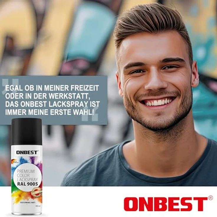 Onbest PREMIUM Lackspray 400 ml, hohe Pigmentierung, Verkehrsweiß Glanz (RAL 9016), Made in Germany – Bild 7