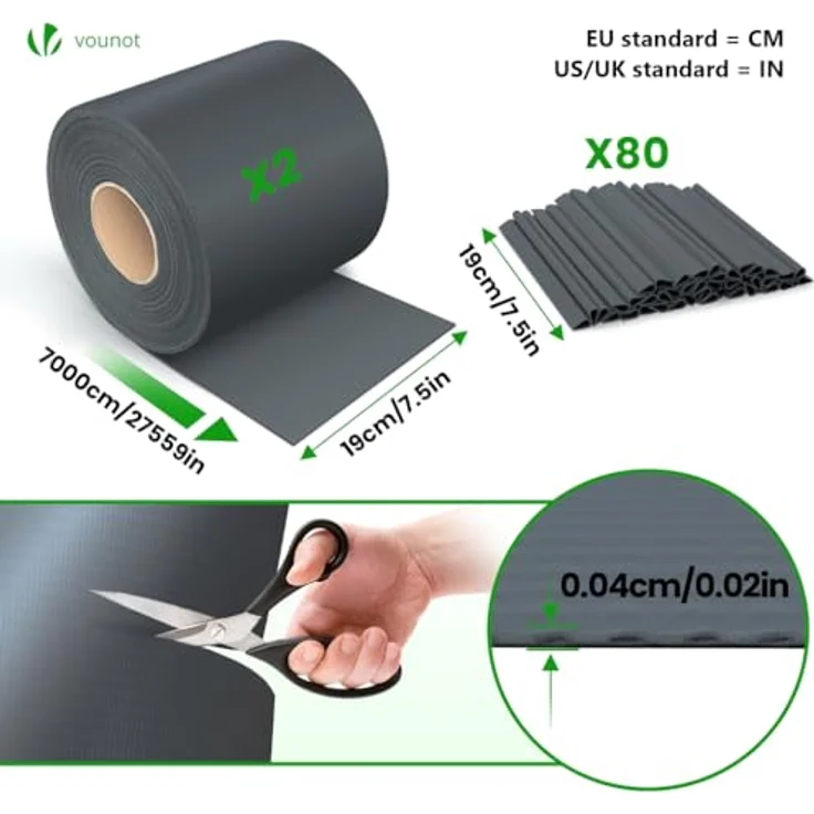 VOUNOT PVC Sichtschutzstreifen für Doppelstabmatten 140m x 19cm, 80 Befestigungsclips, Sichtschutz Zaunfolie für Stabmattenzaun, Gartenzaun, Zaun, Anthrazit – Bild 5