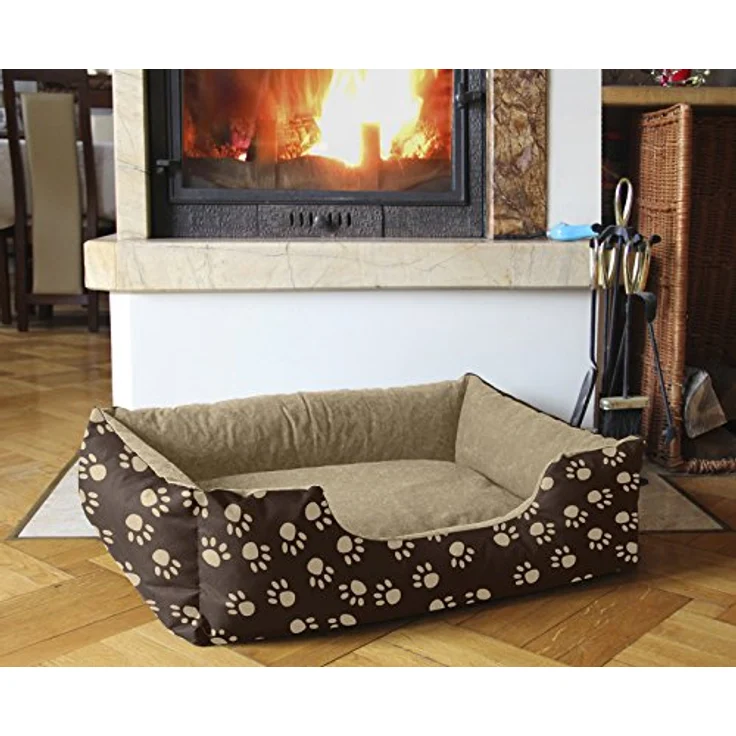 BedDog Hundebett LUPI, Hundekissen mit abziehbaren waschbaren Bezug, Hundekorb, Hundesofa, für kleine Hunde, S, braun-beige – Bild 1