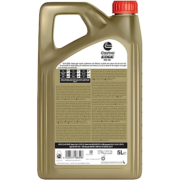 Castrol Motoröl EDGE 5W-40, Hightech-Leichtlauföl mit Fluid-TITANIUM-Technologie, 5L für Benzin, Diesel und Hybridfahrzeuge – Bild 4