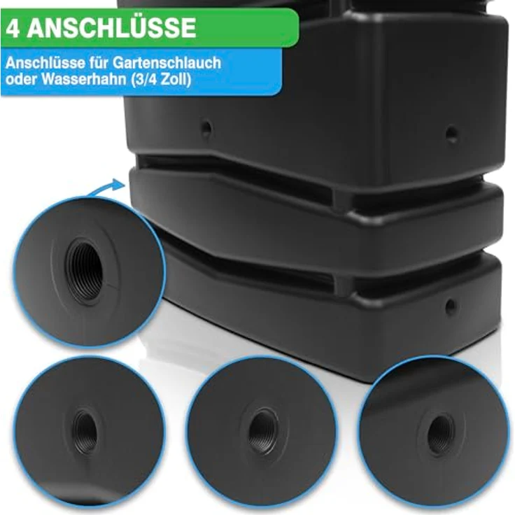 YourCasa Regentonne Eckig 350 Liter [Aqua Silo] XXL Regenfass mit Öffnung und Deckel - platzsparende Form - Frostsicher aus Kunststoff - Regenwassertonne - Regenwassertank Garten Schmal (Anthrazit) – Bild 4