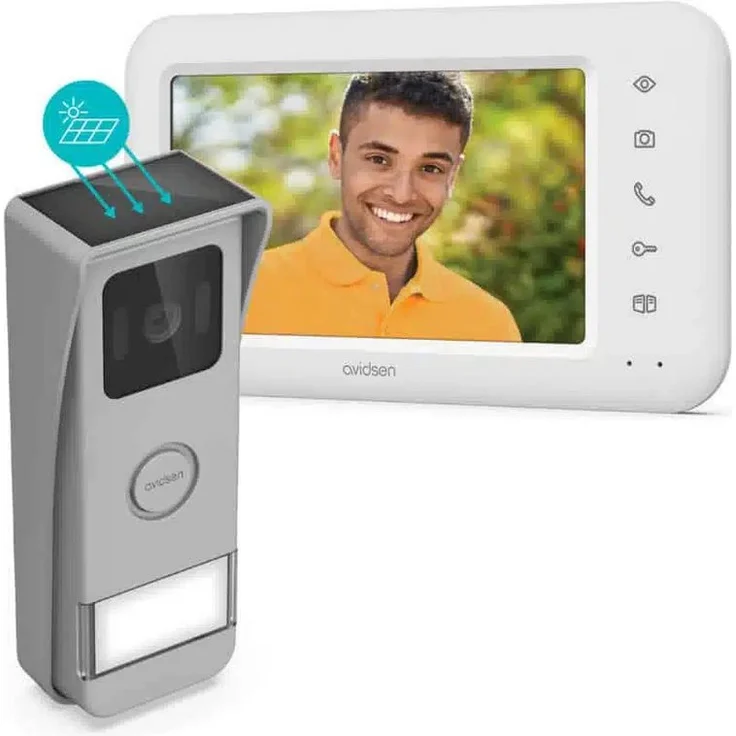 Extel Elia Solar Wave, Video-Türsprechanlage 7 Zoll Touchscreen mit 2 Draht-Technik, grau, inkl. Solarenergie und App-Steuerung