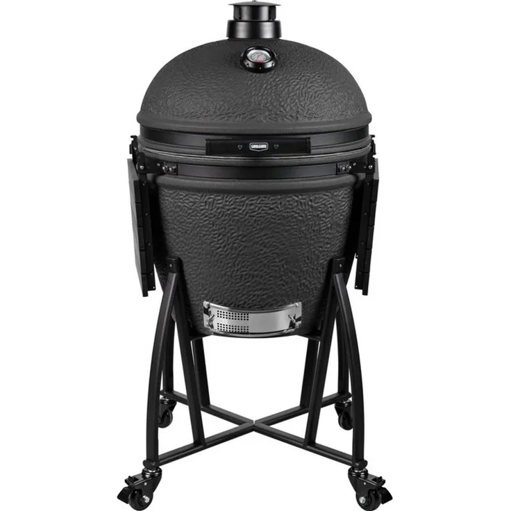 GRILL GURU Prime Matt Black XL Kamado Grill, 56 cm Garfläche, Holzkohlegrill für bis zu 8 Personen