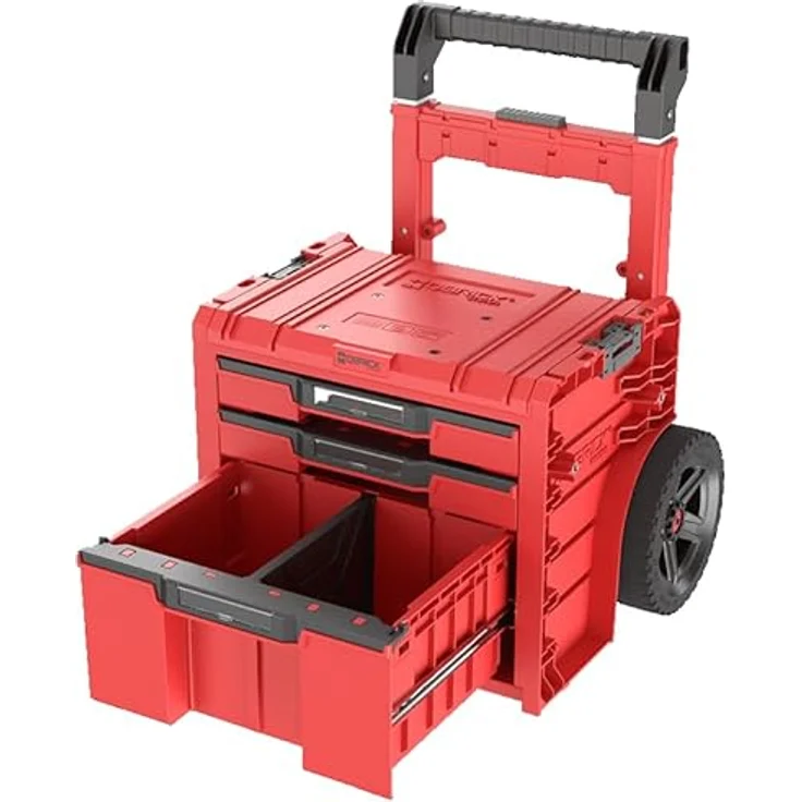 Qbrick System PRO Cart 2.0 Plus Drawer 3, mobiler Werkzeugkoffer mit integrierten Schubladen, 9-Zoll-Rädern, Red Ultra HD – Bild 4