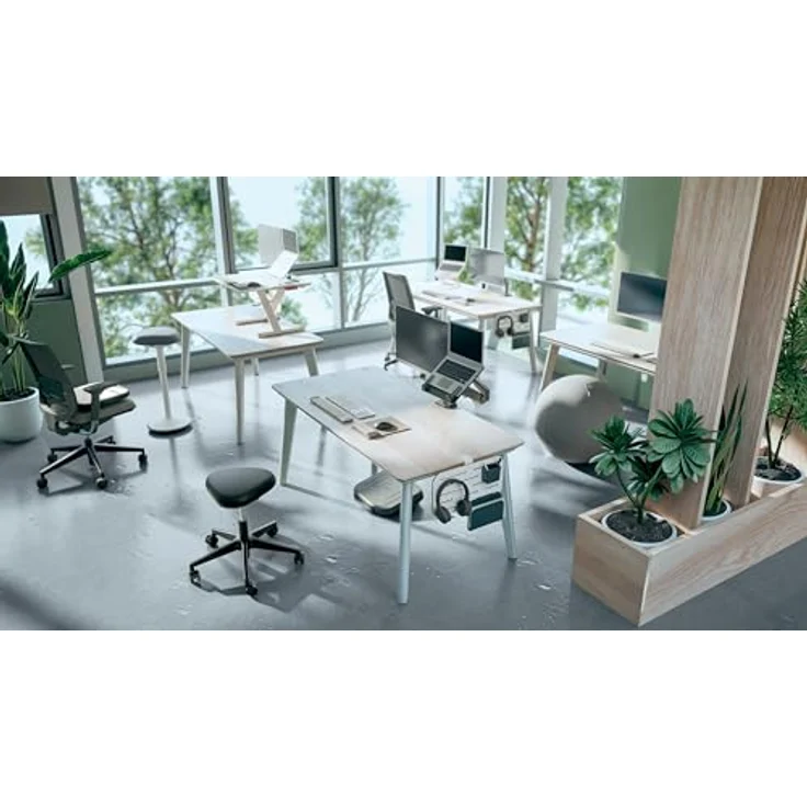 Leitz Ergo Höhenverstellbarer Sitzhocker, Bürohocker mit Sitzpolster und Rollen, ergonomischer Drehhocker schwarz, 46–59 cm, Ergo-Serie, 65780095 – Bild 2