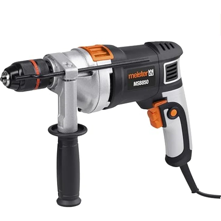 meister Schlagbohrmaschine MSB850, 850 W, leistungsstarker Motor, Drehzahl bis 3000 U/min, inkl. Zusatzhandgriff und Metall-Tiefenanschlag – Bild 1