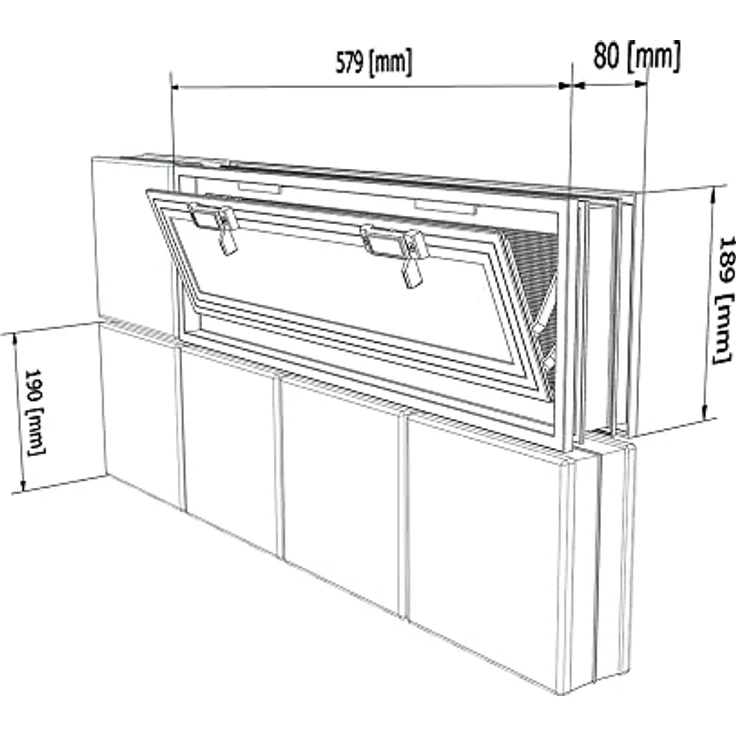 Fuchs Design Lüftungsfenster (579x189x80 mm) Weiß anstatt 3 Glasbausteine im Format 19x19x8 cm – mit Fliegengitter – Bild 4