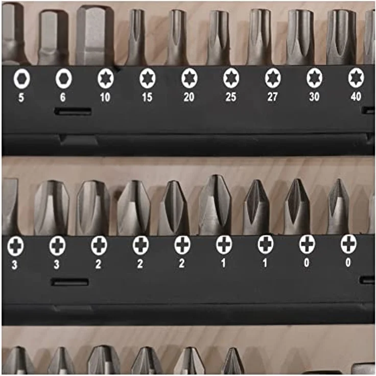 STIER TiN-Bohrer-Set, Säge-Set und Bit-Set, 100-teilig, Titaniumnitrid, Holzbohrer, Metallbohrer und Steinbohrer, vielseitiges Bit-Sortiment, inkl. magnetischem Bithalter und Steckschlüssel-Bits, umfangreiches Werkzeugset – Bild 5
