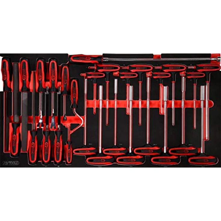 KS Tools 813.0028 T-Griff-Winkelstiftschlüssel- und Feilen-Satz, 28-tlg. in Schaumstoffeinlage – Bild 1