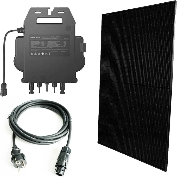 Marstek Balkonkraftwerk MST-MI0800W, 440W Solarpanel mit Mikrowechselrichter 0,8kW, Full Black Glas-Glas Modul