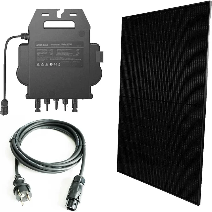 Marstek Balkonkraftwerk 450W, Mikrowechselrichter MI0800W 0,8kW, Full Black Glas-Glas Solarmodul