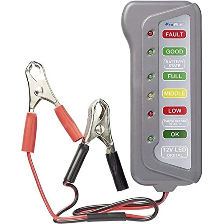 ProPlus Batterietester ProPlus Kfz-Batterietester 12 V, LED-Anzeige, inkl. 2 Batteriezangen und Kabel – Bild 2