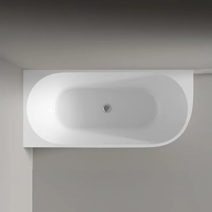 Bernstein NOVA CORNER L, Freistehende Badewanne aus hochglanzweißem Acryl, 170x78 cm, linksseitiger Einbau, doppelwandige Bauweise, komfortable Rückenschräge, mittiger Pop-up-Ablauf – Bild 4