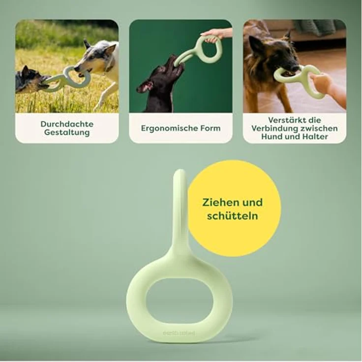 Earth Rated Ziehspielzeug, interaktives Spielzeug für Hunde und Welpen, ergonomischer Griff, Naturgummi, groß, grün – Bild 2