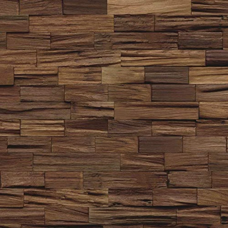 INDO 3D-Wandpaneele Holz Wandverkleidung FSC Axewood Coffee, natürliche Bangkirai-Holzstücke, Fläche 0,50 m² – Bild 1