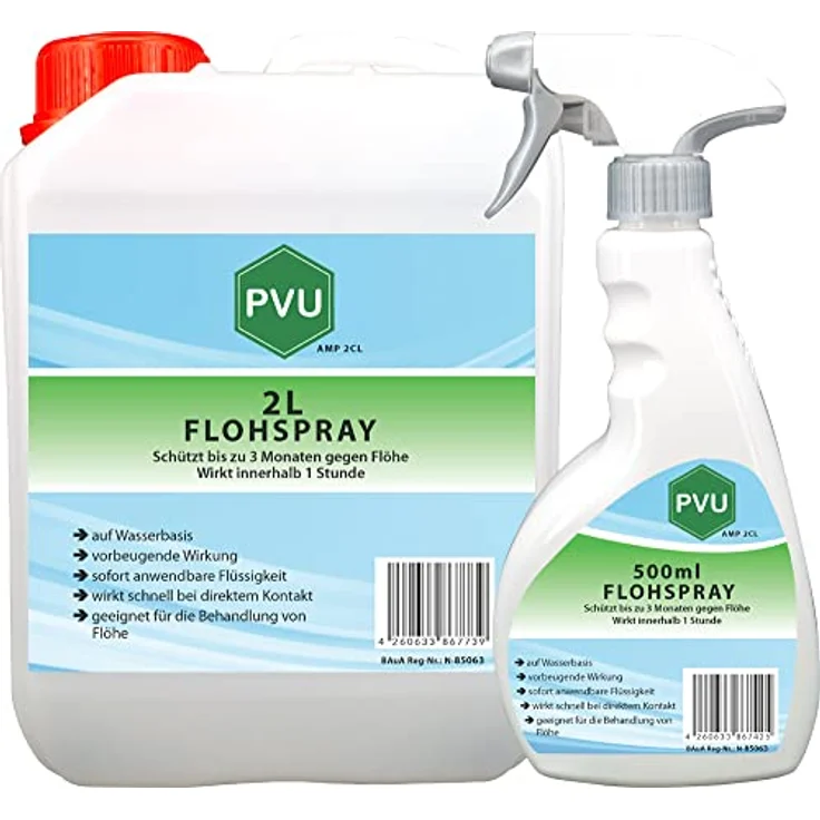 Pvu Floh Spray 2L + 500ml - Langzeitwirkung gegen Flöhe & Tierflöhe Innen und Außen auf Wasserbasis – Bild 1