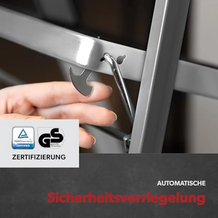 siwitec Klapptritt aus Stahl mit 2 Stufen, anthrazit, kleine Leiter mit Anti-Rutschmatten, 150 kg Traglast, TÜV/GS Zertifiziert,Klappleiter, Tritthocker – Bild 5