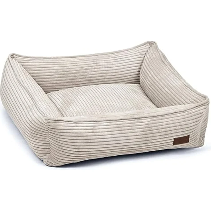 Designed By Lotte Tierbett Liegebett Ribbed hellgrau, superweiches Material mit Flockenfüllung und anti-Rutsch Unterseite – Bild 2