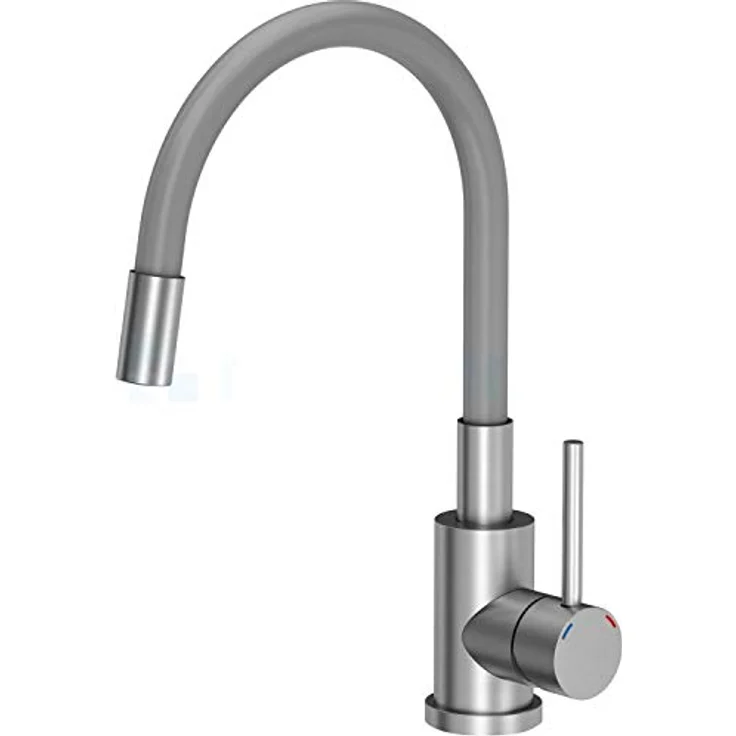 VBChome Spülbecken mit Armatur 77 x 44 cm Grau Granit Einzelbecken reversibel + Siphon und Spülmittelspender – Bild 2