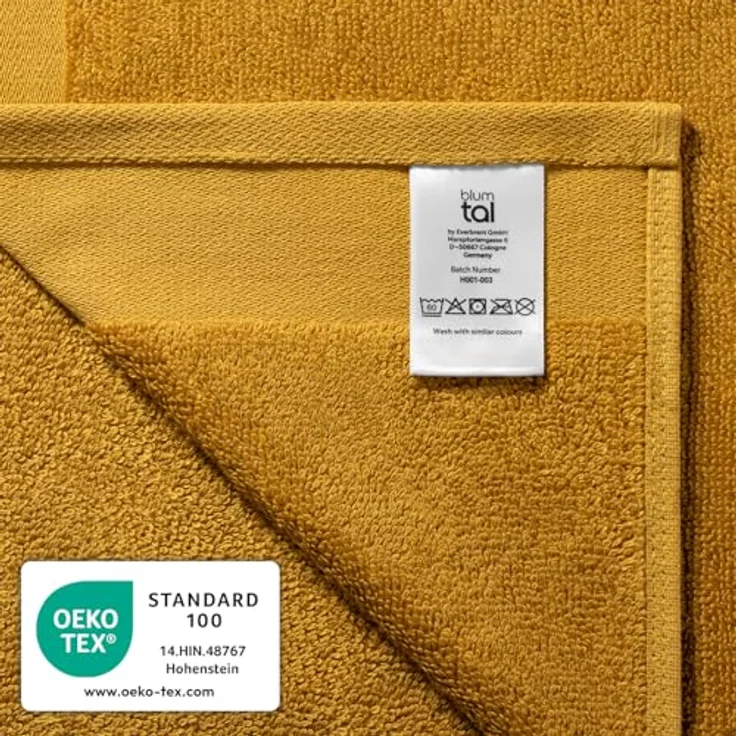 Blumtal Saunatuch, Gelb, 80x200 cm, Oeko-Tex® Standard 100, 100% Baumwolle, 500 g/m², Freizeit & Wellness – Bild 7