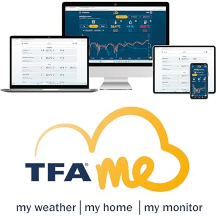TFA TFAme 35.8100.54 Wetterstation, WLAN mit Gateway-Funktion, Silber, lokale Wetterprognose, beleuchtetes Display, Warnfunktion – Bild 8