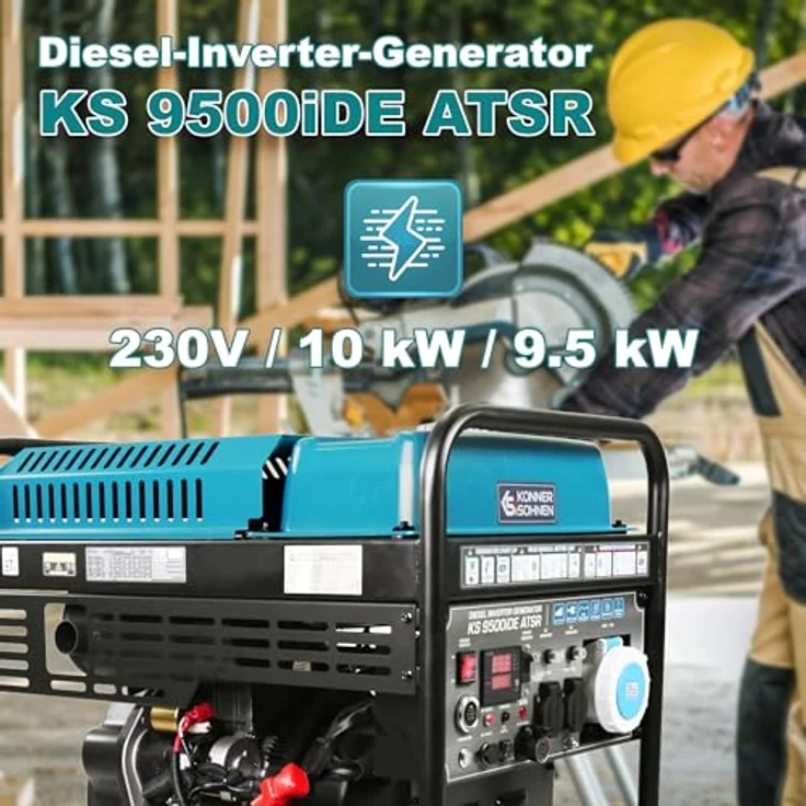 Könner & Söhnen Diesel-Inverter-Generator KS 9500iD ATSR, 10 kW, sinusförmige Ausgangsspannung, 3000 Betriebsstunden, ideal für empfindliche Elektronik – Bild 2
