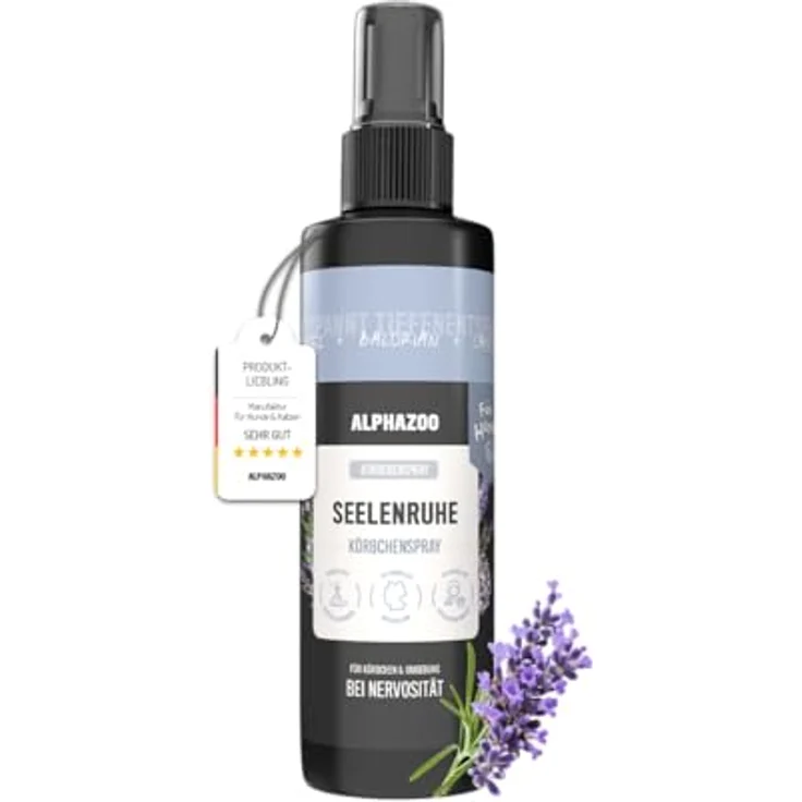 ALPHAZOO Seelenruhe Körbchenspray für Hunde, 250 ml, Natürliches Anti-Stress Beruhigungsmittel mit Baldrian – Bild 1