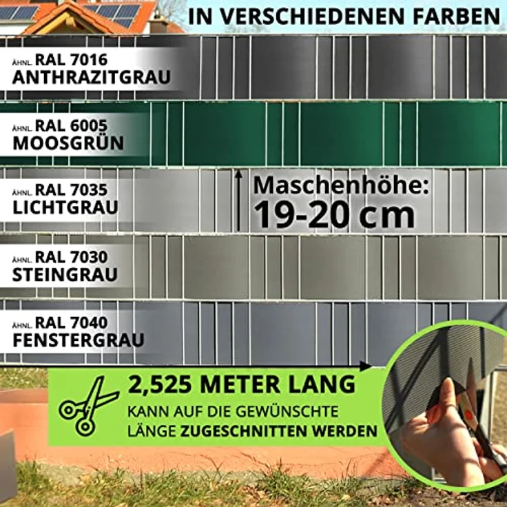 Gartenwelt Riegelsberger Premium Sichtschutzstreifen Sichtschutz Hart PVC Doppelstabmatten Streifen Made IN Germany 1 Stück Steingrau – Bild 3