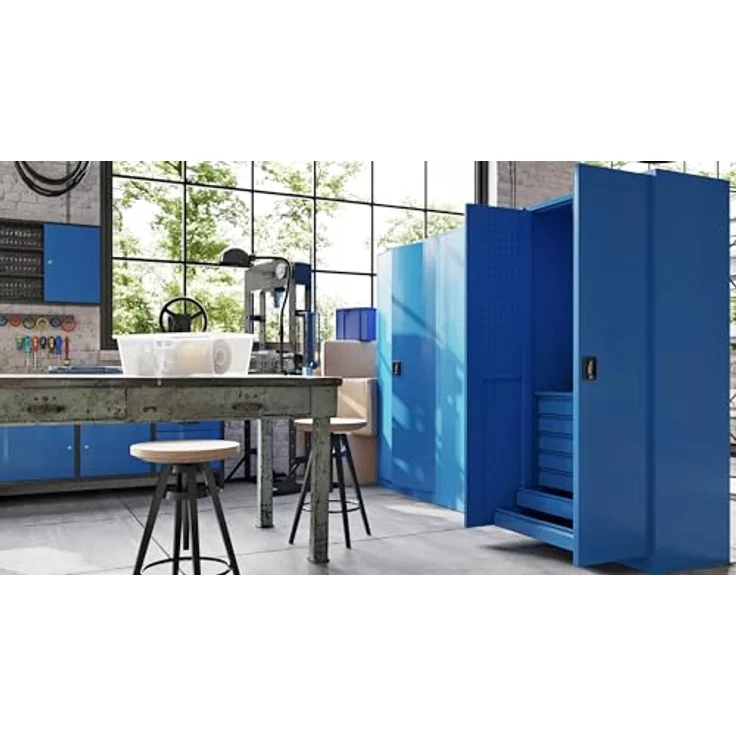 Jan Nowak Werkzeugschrank Darek, Metall mit 7 ausziehbaren Schubladen, 185 x 92 x 50 cm, Blau – Bild 8