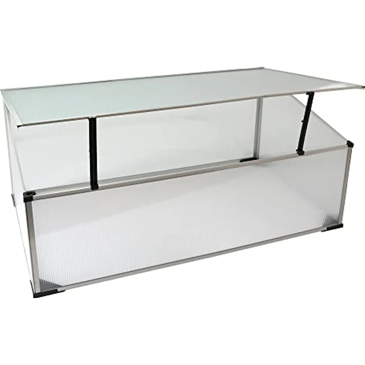 NATIV Frühbeet aus 1 mm dicken Aluminium, Hochbeet Abdeckung mit arretierbarem Dach, Frühbeetkasten mit Polycarbonatplatten, Frühbeetaufsatz für Hochbeet 100 x 60 cm, Mini Gewächshaus – Bild 1