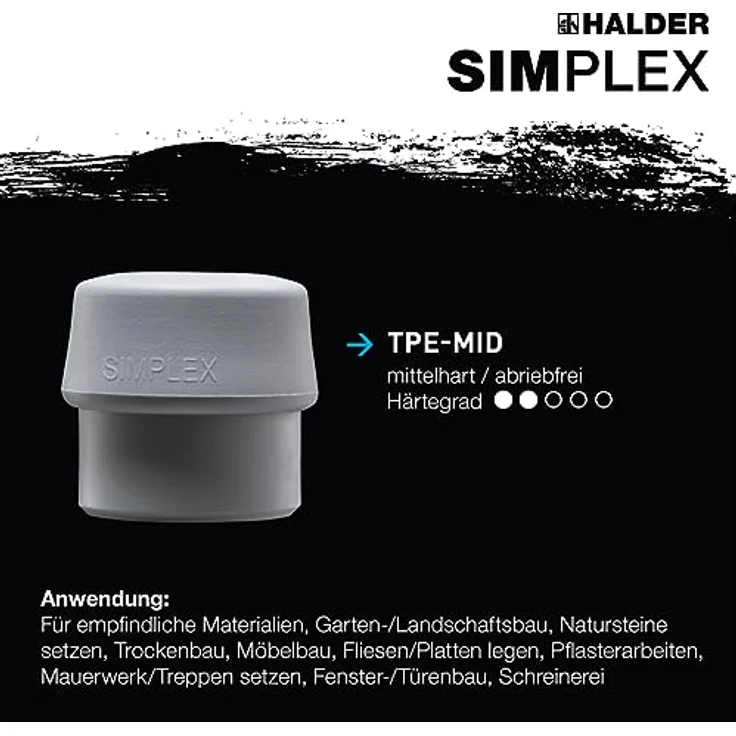 Halder-SIMPLEX-Schonhammer mit TE-Gehäuse und Holzstiel, TPE-mid - TPE-soft Ø 80 mm – Bild 7