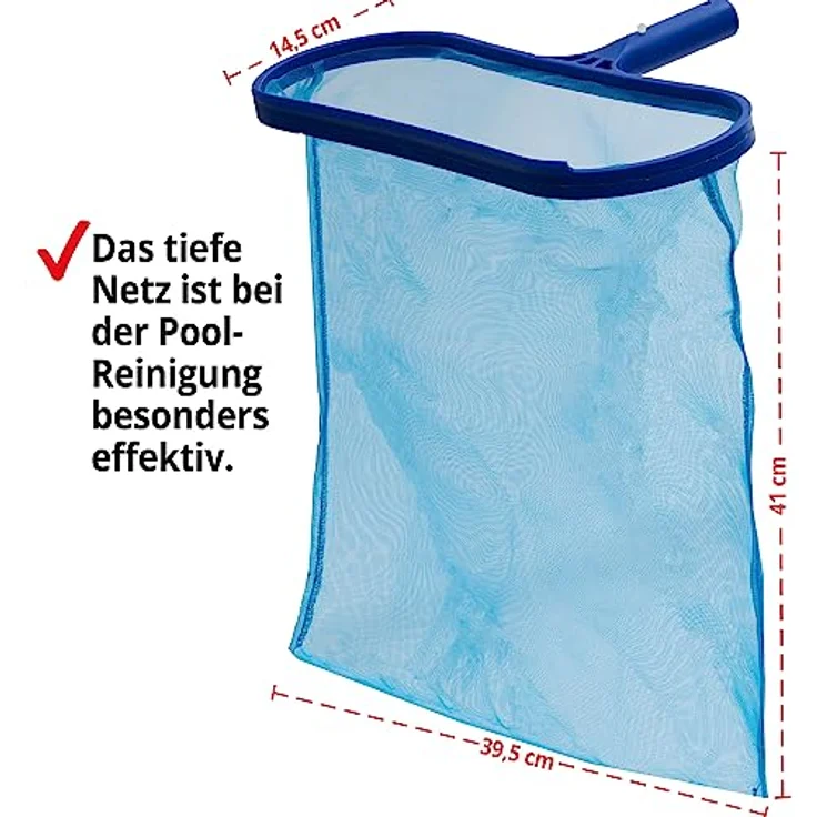 HECHT Pool Kescher 060308 mit Teleskopstange, Aluminium, 1,9 m - 3,6 m ausziehbar, 39,5 x 14,5 cm Netz, ideal für große Pools – Bild 2