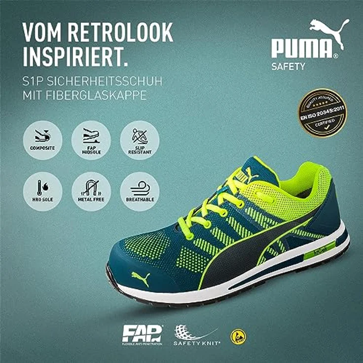 PUMA Safety ELEVATE KNIT LOW, Sicherheitsschuh mit metallfreier Fiberglaskappe, hitzebeständiger Gummisohle und FAP®-Durchtrittschutz – Bild 2