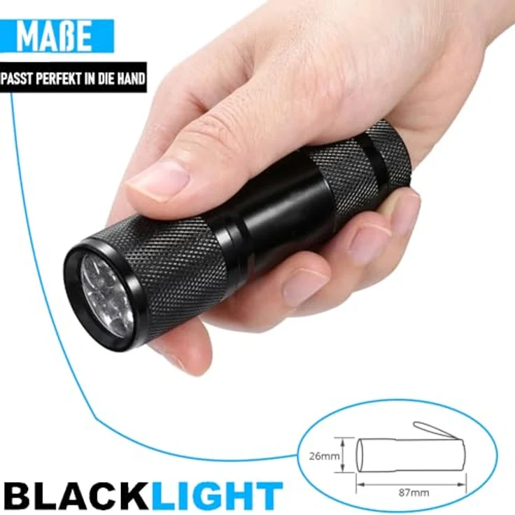 MAVURA BLACKLIGHT Schwarzlicht LED UV Taschenlampe für Bernstein, Urinflecken, Banknoten u.v.m. – Bild 5
