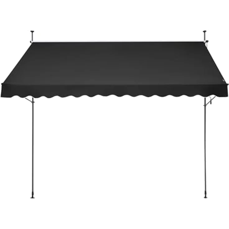 VEVOR Klemmmarkise 350 x 120 cm, Balkonmarkise mit Handkurbel, Sonnenmarkise, Höhenverstellbar von 218 bis 309 cm, Schwarz – Bild 4