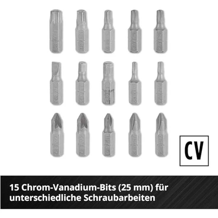 Einhell S-Case Bit-Set 28-tlg., mit 15 Bits 25 mm und 9 Bits 50 mm aus Chrom Vanadium Stahl, inklusive 3 Hexagonal-Stecknüssen und Schnellwechselbithalter – Bild 5