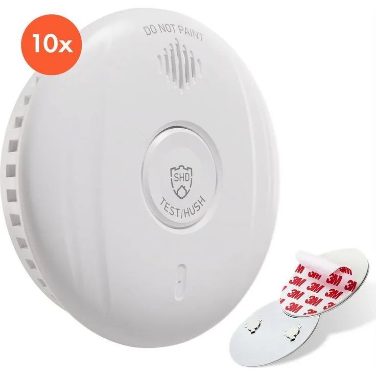 ONECONCEPT Rauchmelder DOF Pro10 Rauchmelder, Zuverlässiger Mini-Rauchmelder mit Magnethalterung, 10 Jahre Batterielaufzeit, 10er Set