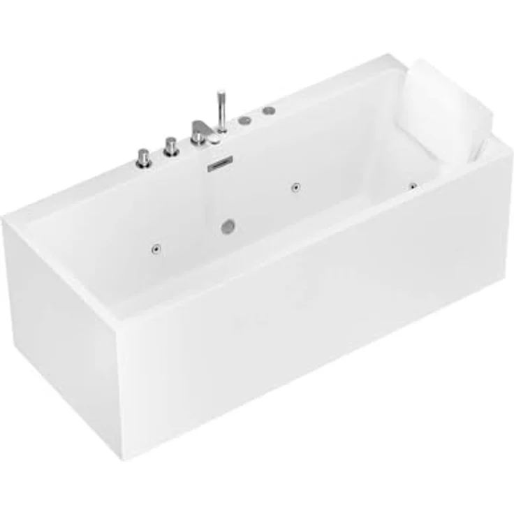 HOME DELUXE Whirlpool-Badewanne AMBER - Vormontierte Armaturen, Acryl-Badewanne, Spa, Whirlpool - Weiß – Bild 2