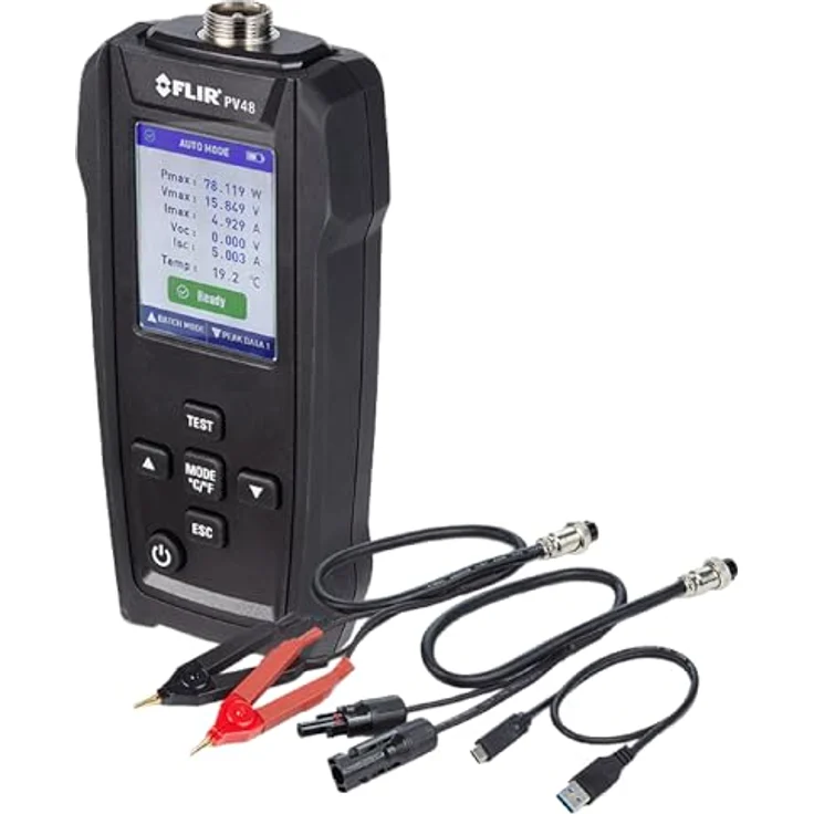 FLIR PV48, Solarmodultester und IV-Kurvenschreiber mit Temperaturmessungen, grafische Datenanalyse bis 800 W pro Panel – Bild 2