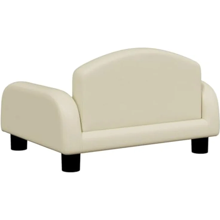vidaXL Hundekorb Hundebett Creme 50x40x30 cm Kunstleder Körbchen Hundesofa, Wasserabweisend, Stilvolles Design, Max. 50 kg Tragkraft – Bild 6