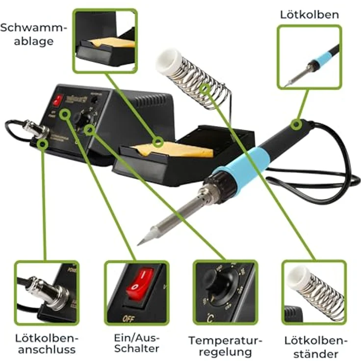 Velleman Lötstation 48W keramisch mit Ständer und Lötschwamm, VTSSC50N – Bild 6