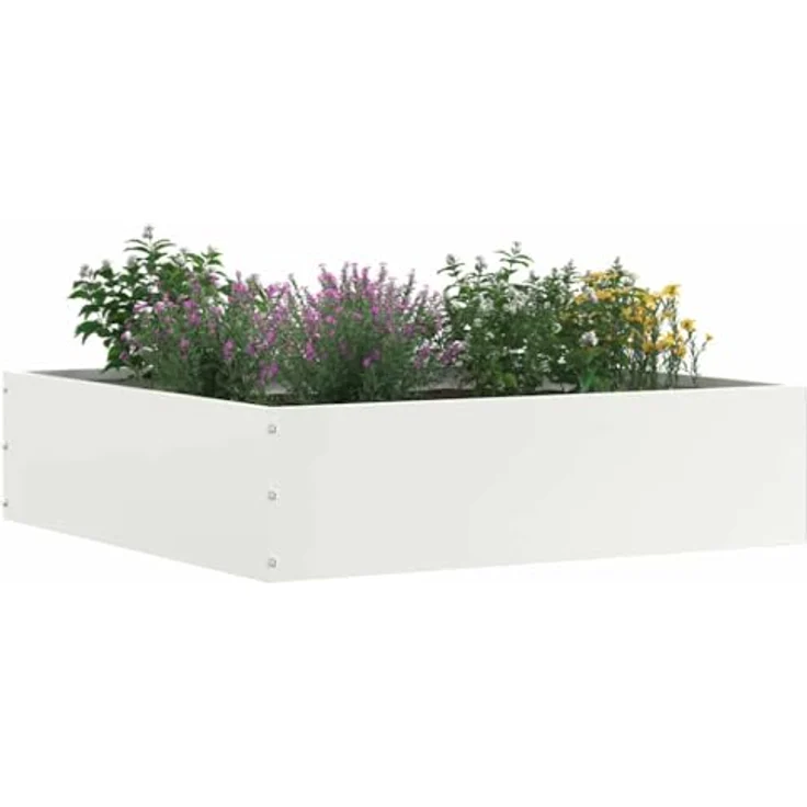 vidaXL Beetumrandung Raseneinfassung, quadratische Stahlkante in Weiß, 50 x 50 x 13 cm, langlebig und wetterfest – Bild 2