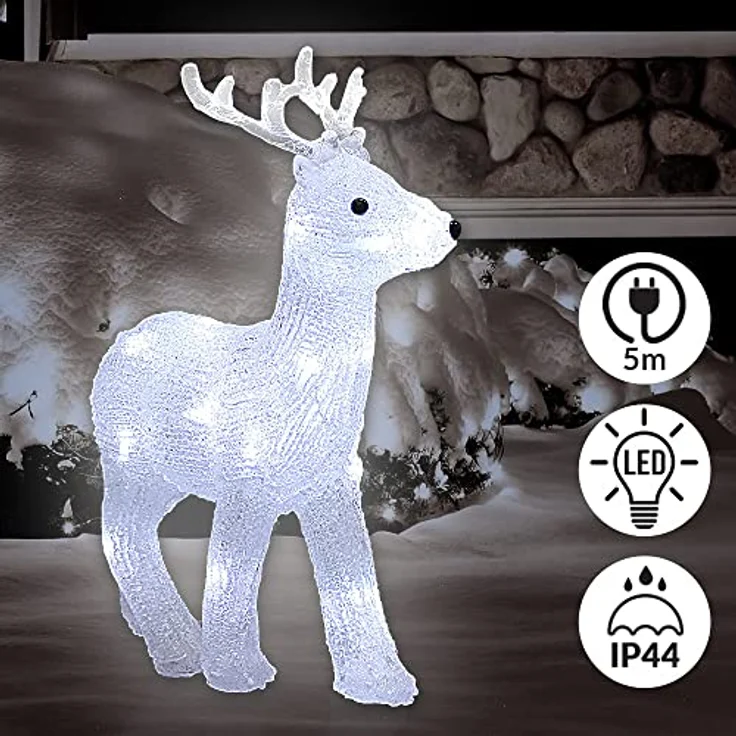LED Acryl Figur Weihnachtsdekoration Dekofigur Weihnachten Indoor Outdoor Hirsch – Bild 3