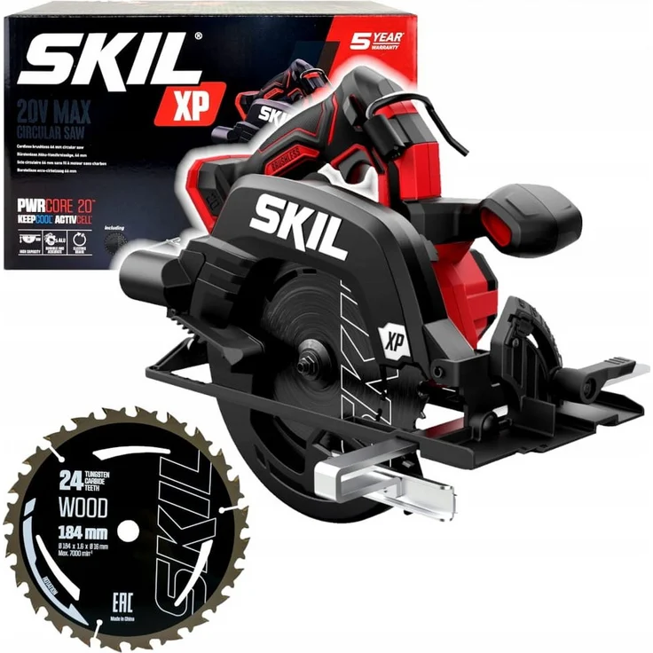 SKIL Akku-Handkreissäge 20V 3571 CA 184mm Akku-Kreissäge (Ohne Akku), Bürstenloser Motor, LED-Beleuchtung